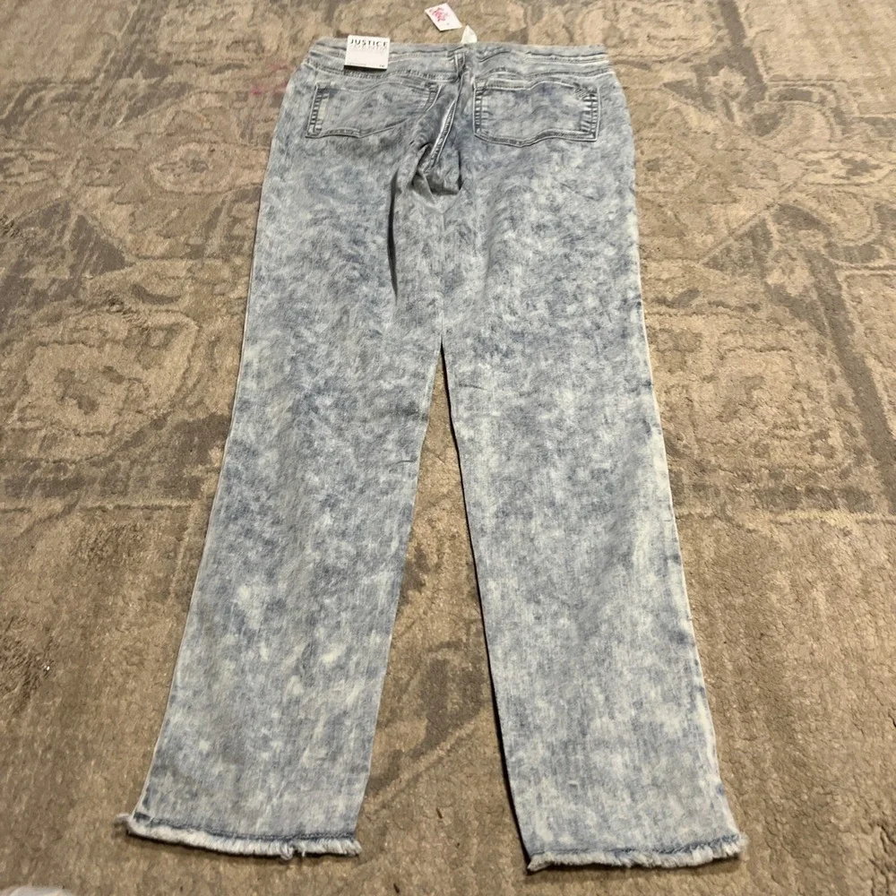 New JUSTICE YOUTH  GIRLS LEGGINGS Sz 16 MID‎ RISE DENIM RINSE STRETCH